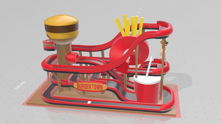 burger ville forme d'épingle jouets 3d print model - Mito3D