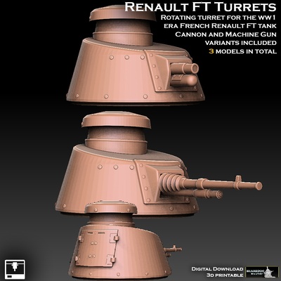 renault ft panzer türme pinshape hotchkiss 3d print model - Mito3D