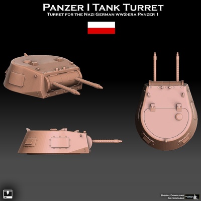 panzer 1 réservoir tourelle forme d'épingle marteau guerre 3d print model - Mito3D