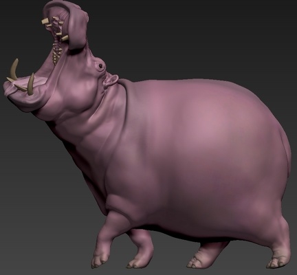 hippopotame forme d'épingle hipopotamo 3d print model - Mito3D