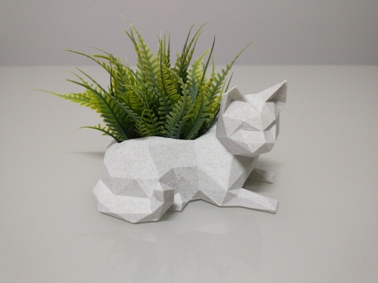 poli gato vaso plantador alfinete low poly 3d print model - Mito3D