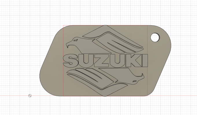 antiguo suzuki logo llavero forma alfiler 3d print model - Mito3D