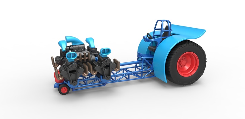 fundido presión tracción tractor 5 motores v8 versión 3 escala 1 25 forma alfiler 3d print model - Mito3D