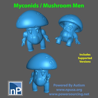 myconides champignon hommes forme d'épingle myconid 3d print model - Mito3D