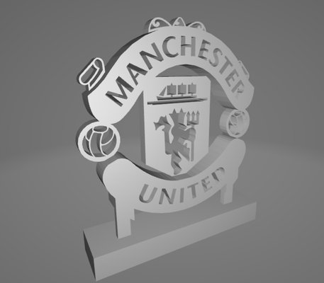 manchester birleşik logo heykel iğne şekli futbol 3d print model - Mito3D