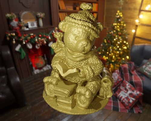 christmas teddy bear book pinshape 3d print model - Mito3D