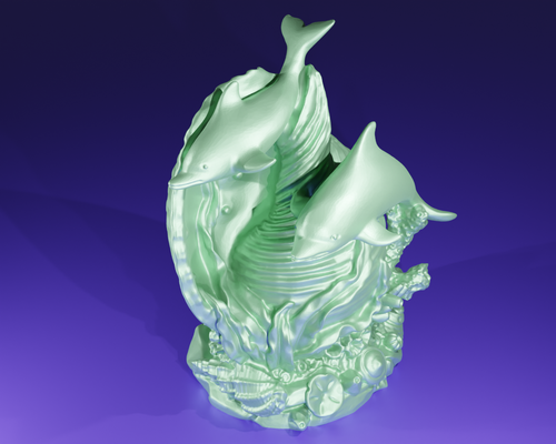 dauphin coquillage pinshape dolphin 3d print model - Mito3D