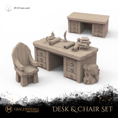 desk chair set pinshape 3d print model - Mito3D