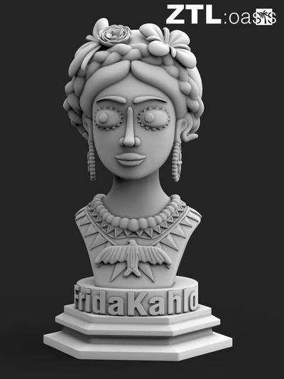 frida kahlo busto forma alfiler arte 3d print model - Mito3D