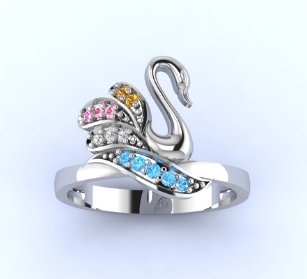 jewelry swan ring pinshape 3d print model - Mito3D