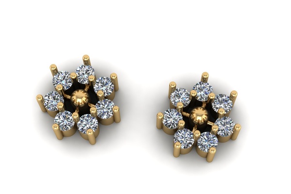 flower diamond earring e 19 pinshape earrings 3d print model - Mito3D