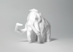 poly mammoth pinshape poli preistorici moderna geometrica carattere figurina giocattolo arredamento scrivania animale sfaccettato statua lowpoly scultura art elefante mammut 3d print model - Mito3D