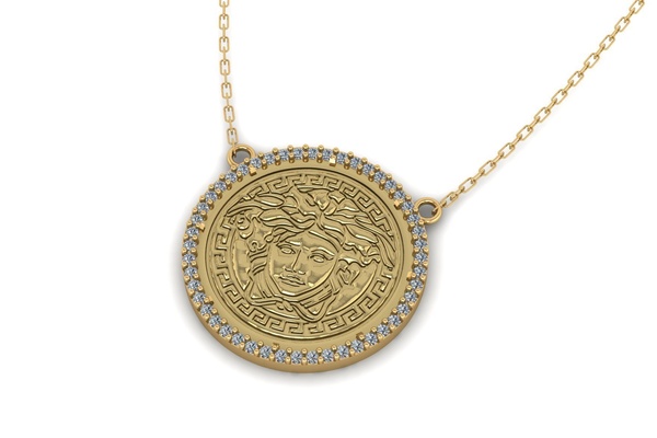 moneta smussatura diamante pendente 065 forma spillo coin bezel 3d print model - Mito3D