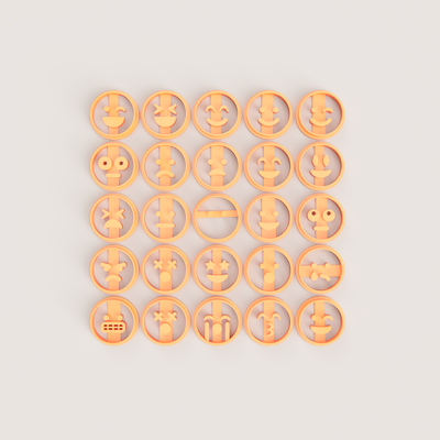 emoji kurabiye kesici ayarlamak iğne şekli 3d print model - Mito3D