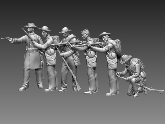 attaque soldats confédéré us civil guerre forme d'épingle 3d print model - Mito3D