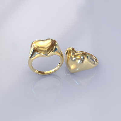 heart ring pinshape gold 3d print model - Mito3D