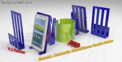beach umbrella double holder smartphones pinshape 3d-design 3d print model - Mito3D