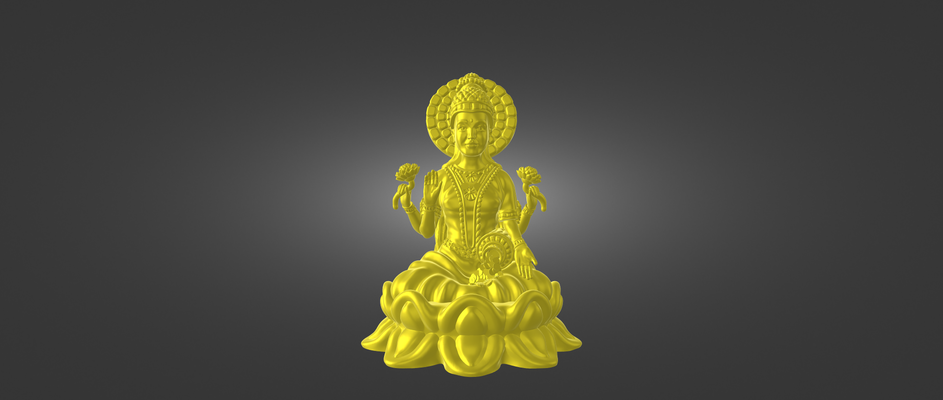 listo imprimible stl expediente of indio diosa lakshmi laxmi forma alfiler ídolos 3d print model - Mito3D