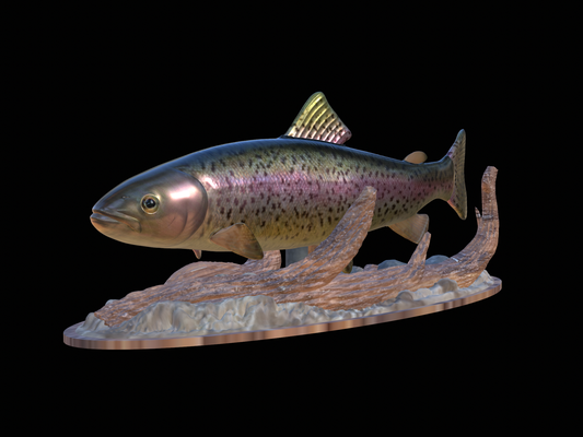 rainbow trout 20 underwater statue pinshape perch 3d print model - Mito3D