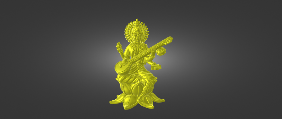 indio diosa saraswati stl expediente forma alfiler archivos 3d print model - Mito3D