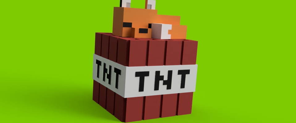 hucha alcancia de zorro minecraft sobre tnt pinshape money 3d print model - Mito3D