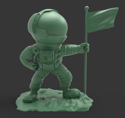 astronauta on luna bandera forma alfiler 3dprint 3d print model - Mito3D