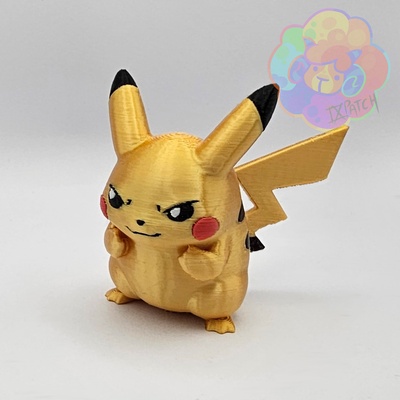 retro pikaçu pok pazartesi sarı versiyon sanat eseri iğne şekli pokemon 3d print model - Mito3D