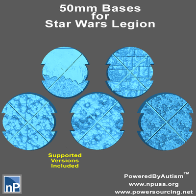 50mm mellado bases miniaturas paquete 1 forma alfiler 3d print model - Mito3D