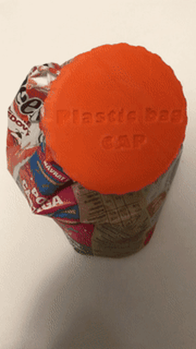 tasche müsli deckel plastik pinshape plastic bag cap 3d print model - Mito3D