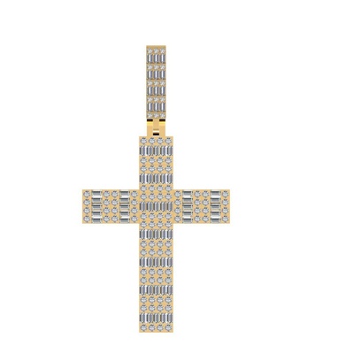 gold cross pendant pinshape stl 3d print model - Mito3D