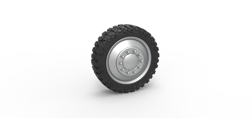 semi wheel pickup version 2 scale 1 25 pinshape tire 3d print model - Mito3D