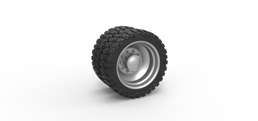 rear semi wheel pickup version 2 scale 1 25 pinshape tire 3d print model - Mito3D