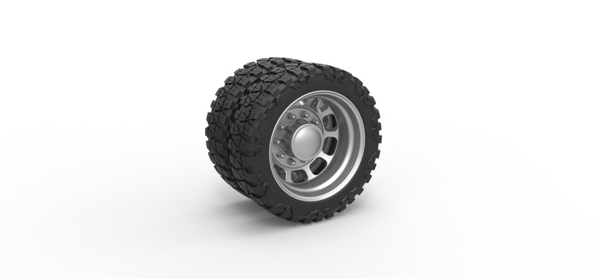 rear semi wheel pickup version 3 scale 1 25 pinshape tire 3d print model - Mito3D