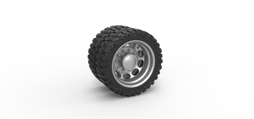 rear semi wheel pickup version 4 scale 1 25 pinshape tire 3d print model - Mito3D