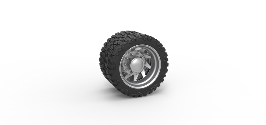 rear semi wheel pickup version 7 scale 1 25 pinshape tire 3d print model - Mito3D