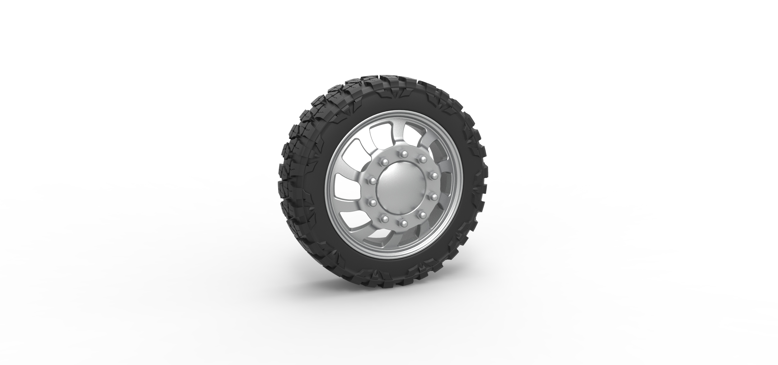 semi wheel pickup version 8 scale 1 25 pinshape tire 3D print model - Mito3D