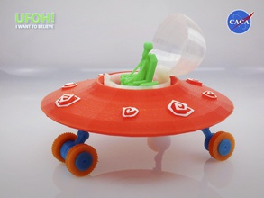 ufoh pinshape wheels moving-parts ship space toy toy-car aliens ufo 3d print model - Mito3D