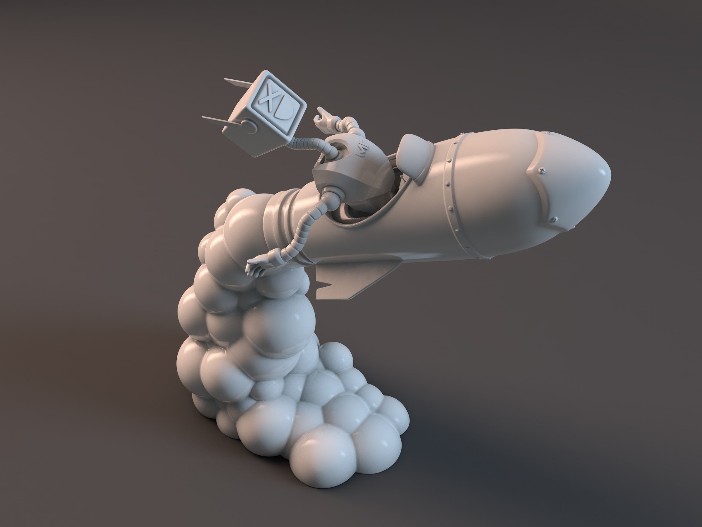 xd robot pinshape makertron diseño concurso my art estilizada dibujos animados nerd geek roket concepto fantasía divertido 3D print model - Mito3D