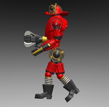 chj'ef pompier makertron pinshape mold3d héros service véritable design concours figurine buse stand boyaux d'incendie mâchoires vie chef robot 3d print model - Mito3D