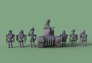mt support squad - tank pinshape nerd geek stylized funny vehicle myart makertron-design-contest tank robot 3d print model - Mito3D