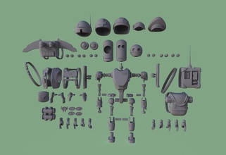 mt supporto squadra elementi pinshape cartone animato stilizzato myart geek nerd parti robot makertron progettazione concorso 3d print model - Mito3D