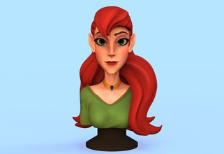 cartoon ragazza busto pinshape Modellazione 3d stampabile modello scultura scolpire geek nerd myart stilizzato cartone animato 3d print model - Mito3D