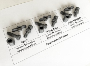 zeepro zim prueba calidad tuercas tornillos pinshape Diseño 3d 3d print model - Mito3D