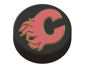 calgary flames logo hockey puck pinshape 3dmodel logo3d ghiaccio 3d print model - Mito3D