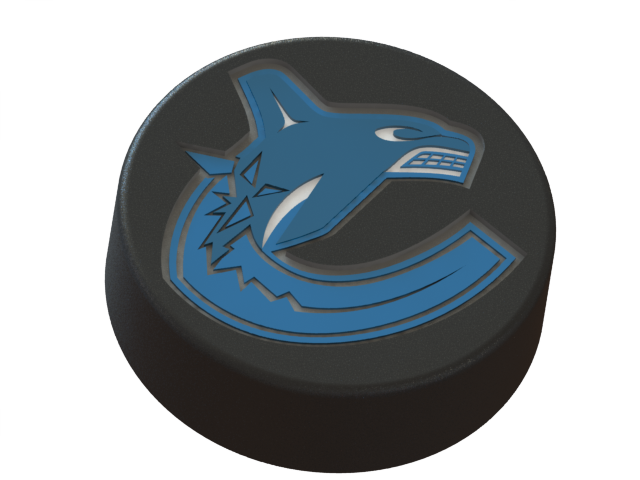 vancouver canucks logo ice hockey puck pinshape nhl ghiaccio modello 3d logo3d 3D print model - Mito3D