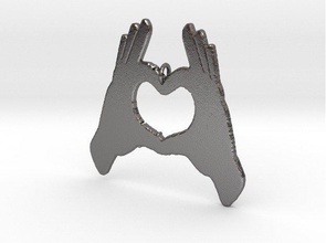 manos amor signo pinshape día san valentín corazón colgante joya 3d print model - Mito3D