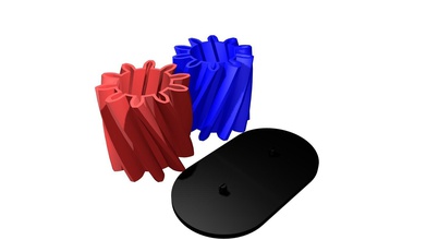 turning gears base support fastners pinshape -vase -pen -pen-holder -base -pivoting -turning -mesh -gear 3d print model - Mito3D