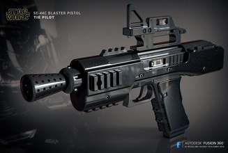 44c pistolet pinshape blaster pilote cravate guerres étoiles accessoires canon jeu starwars 3d print model - Mito3D