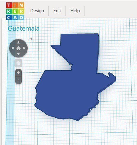 guatemala contorno pinshape disegno 3d 3D print model - Mito3D