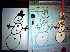 bonhomme neige ornement dessinés main l'enseignant cadeau pinshape Conception 3d 3d print model - Mito3D